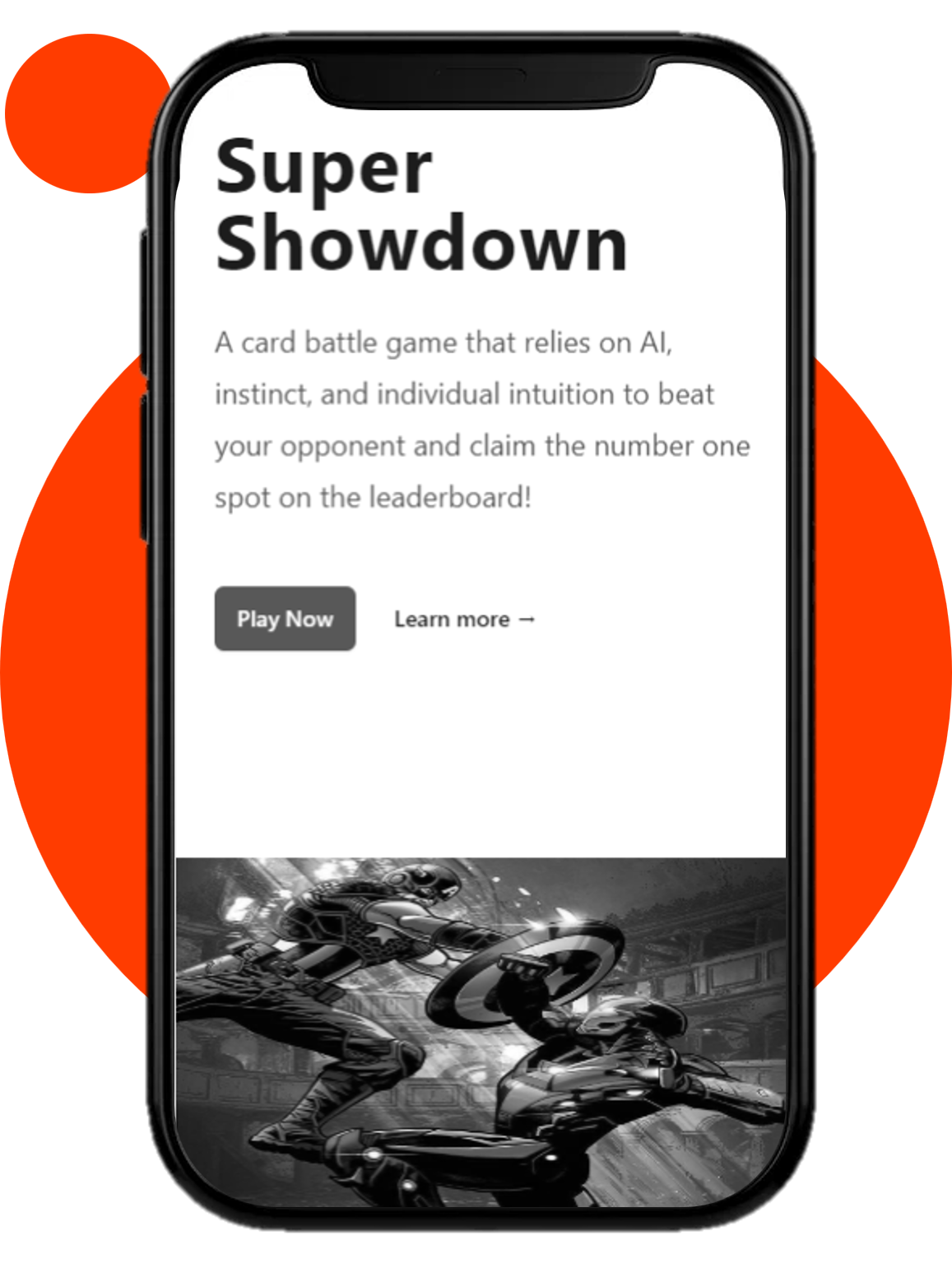 cell phone with the home page of super showdown
