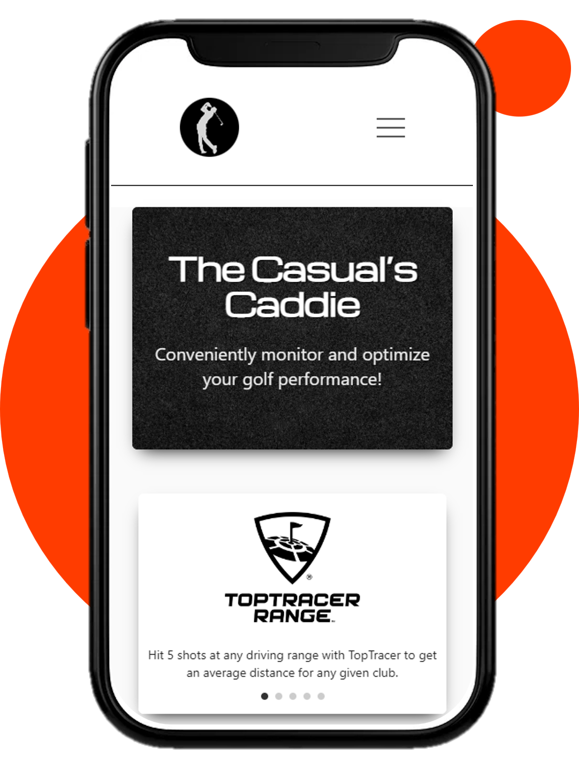 cell phone with the casual's caddie website home page